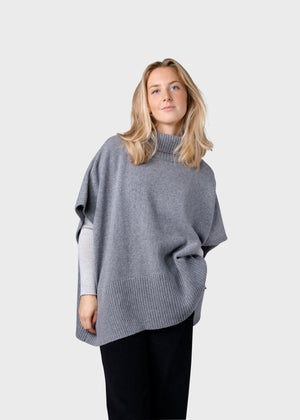 Klitmøller Collective ApS Alba knit poncho Knitted sweaters Light grey
