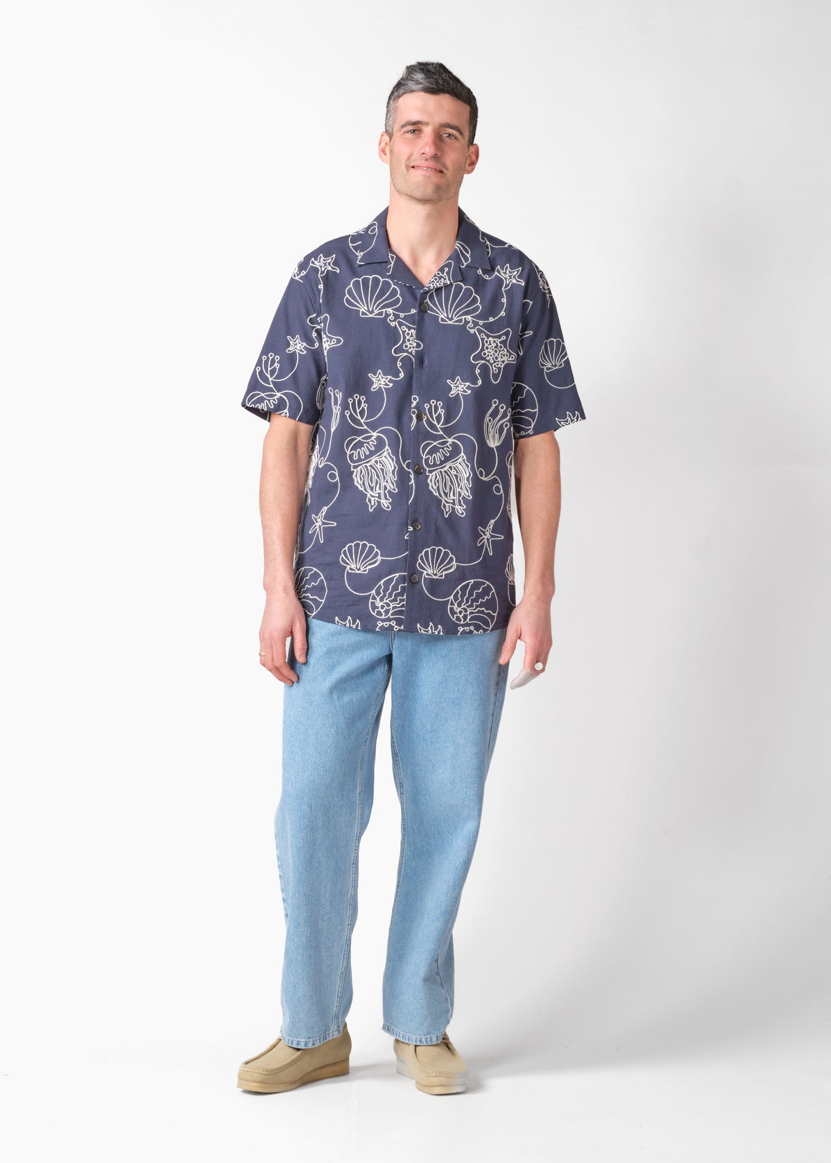 Klitmøller Collective ApS Andy S/S shirt Shirts Navy/white