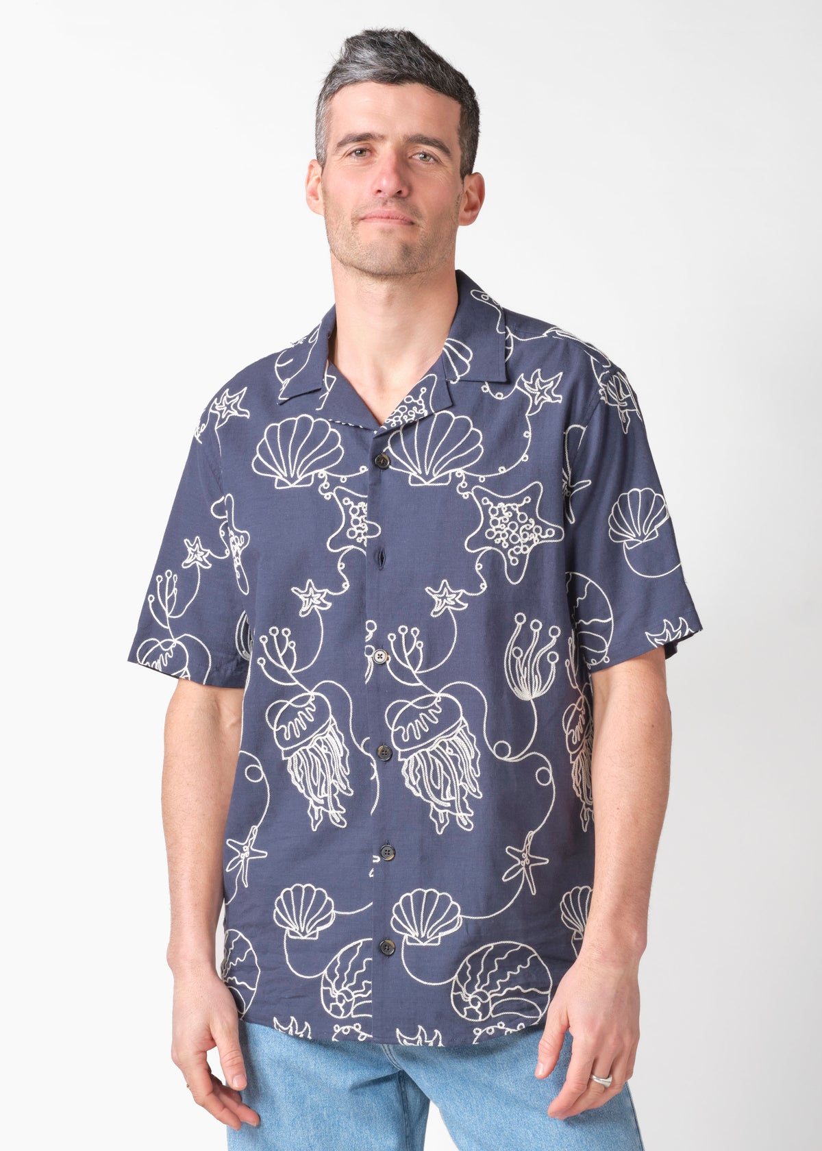 Klitmøller Collective ApS Andy S/S shirt Shirts Navy/white