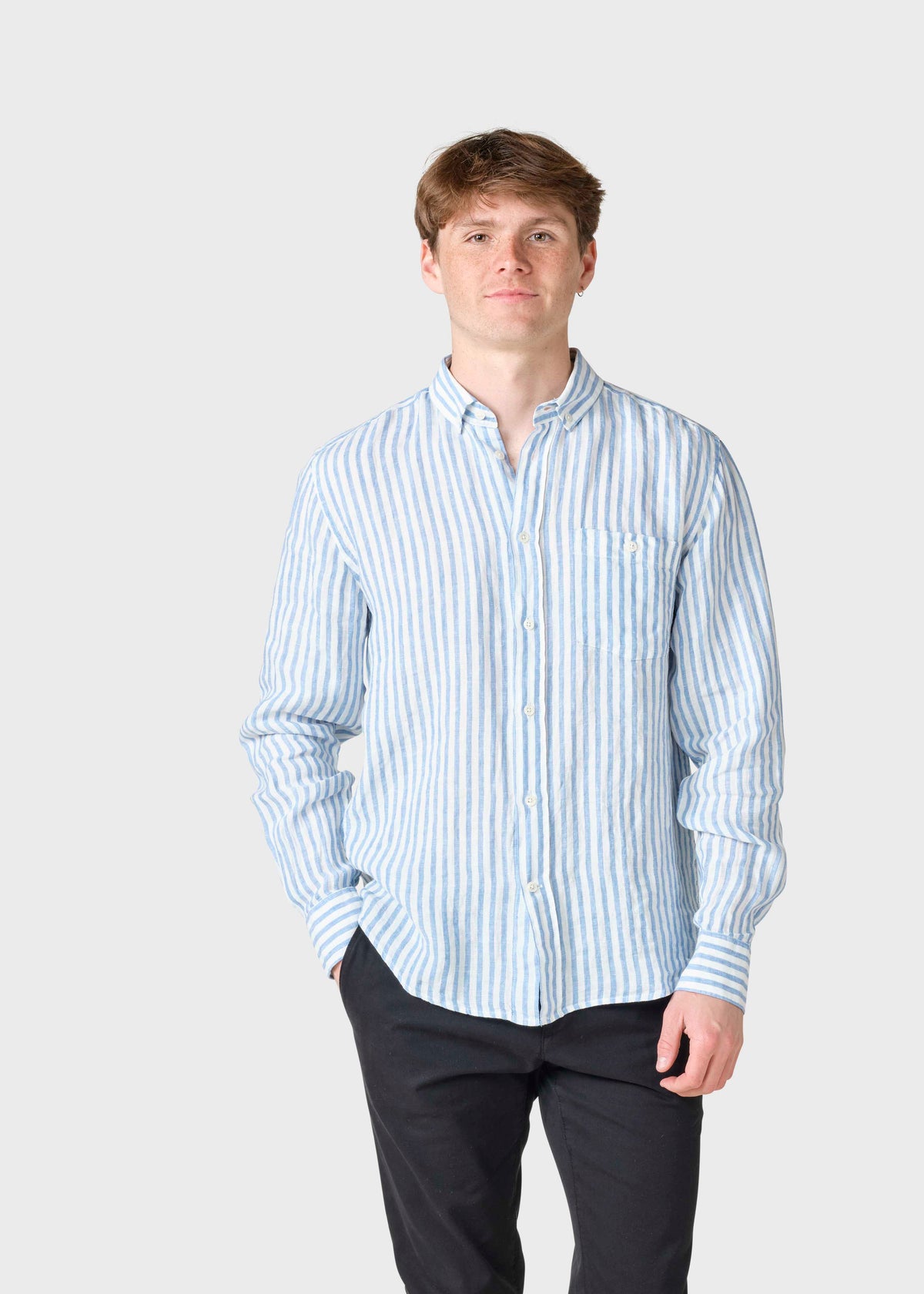 Klitmøller Collective ApS Dennis striped shirt Shirts Cream/light blue