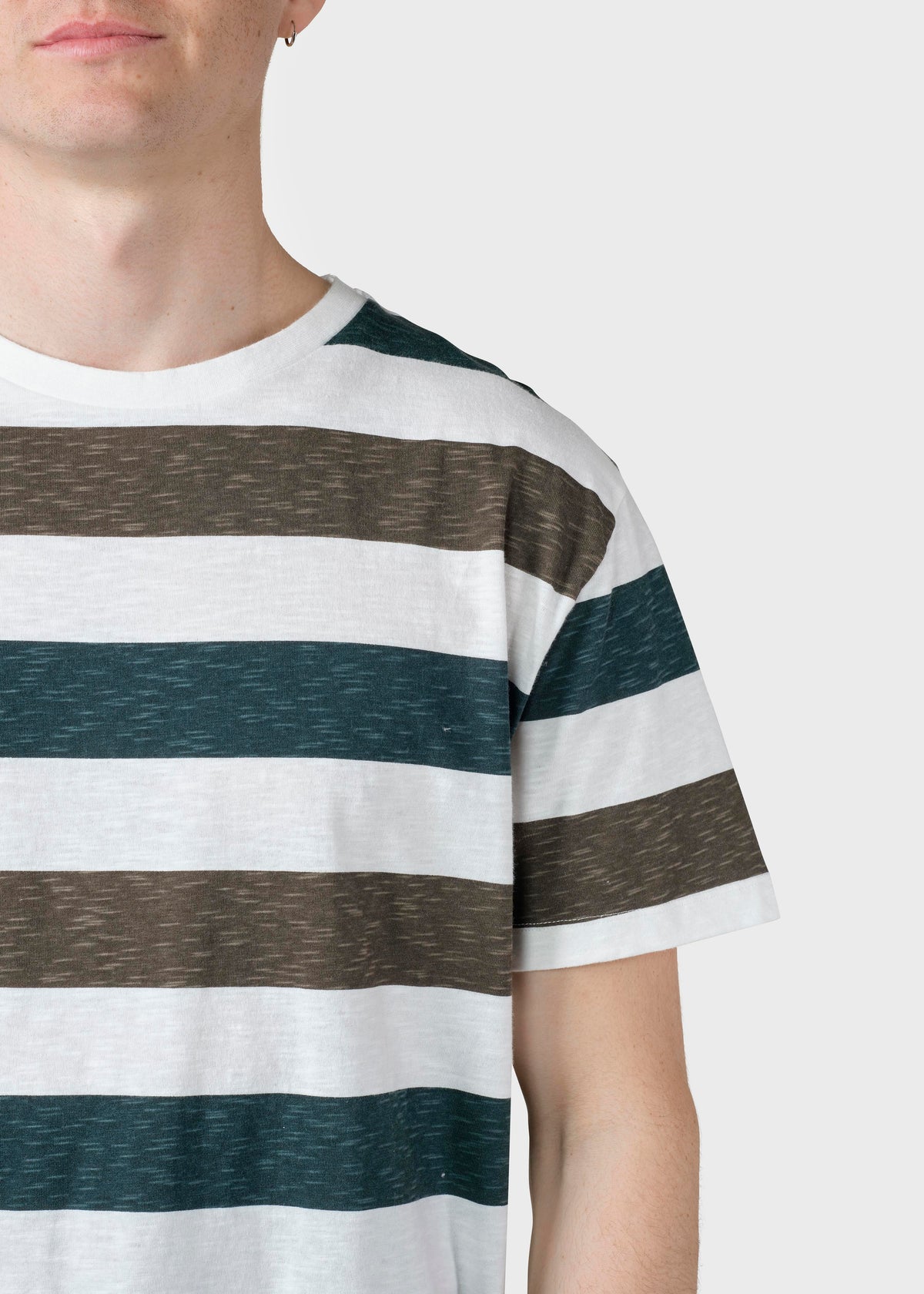 Klitmøller Collective ApS George tee T-Shirts Olive/moss green stripes