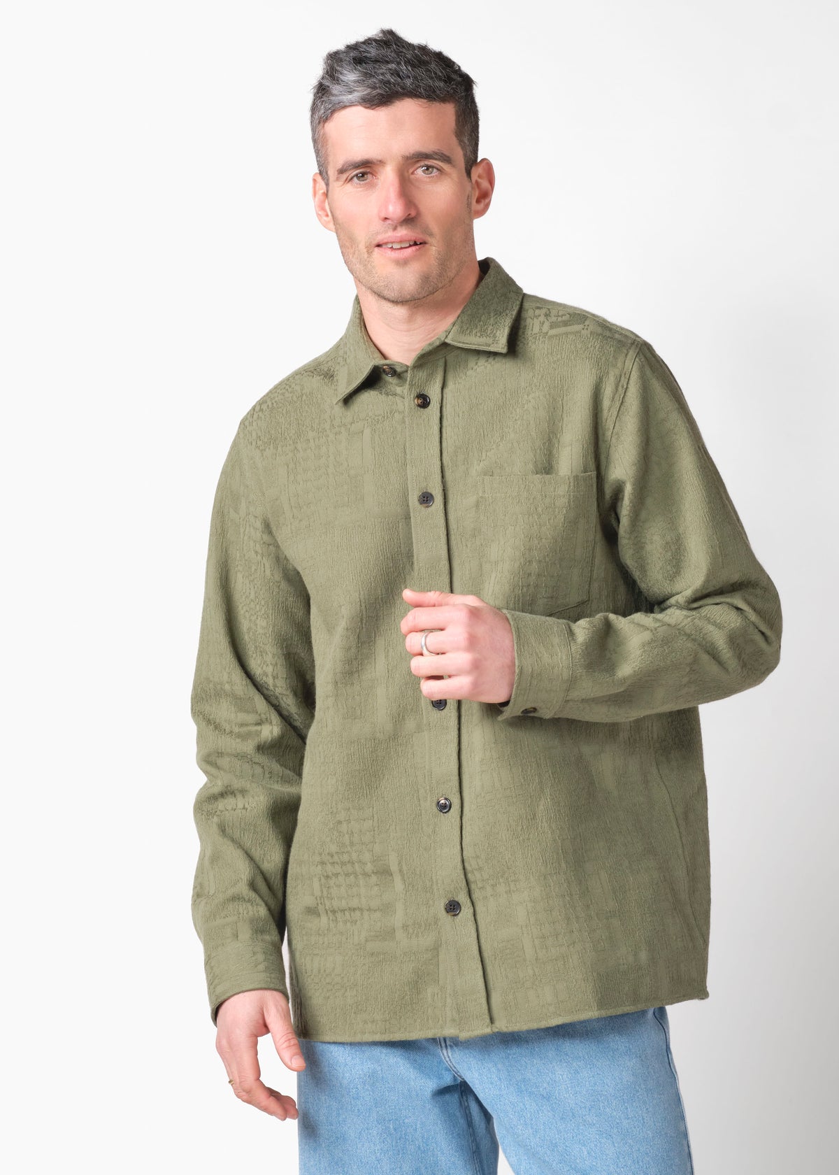 Klitmøller Collective ApS Jonas L/S shirt GOTS Shirts Herb green