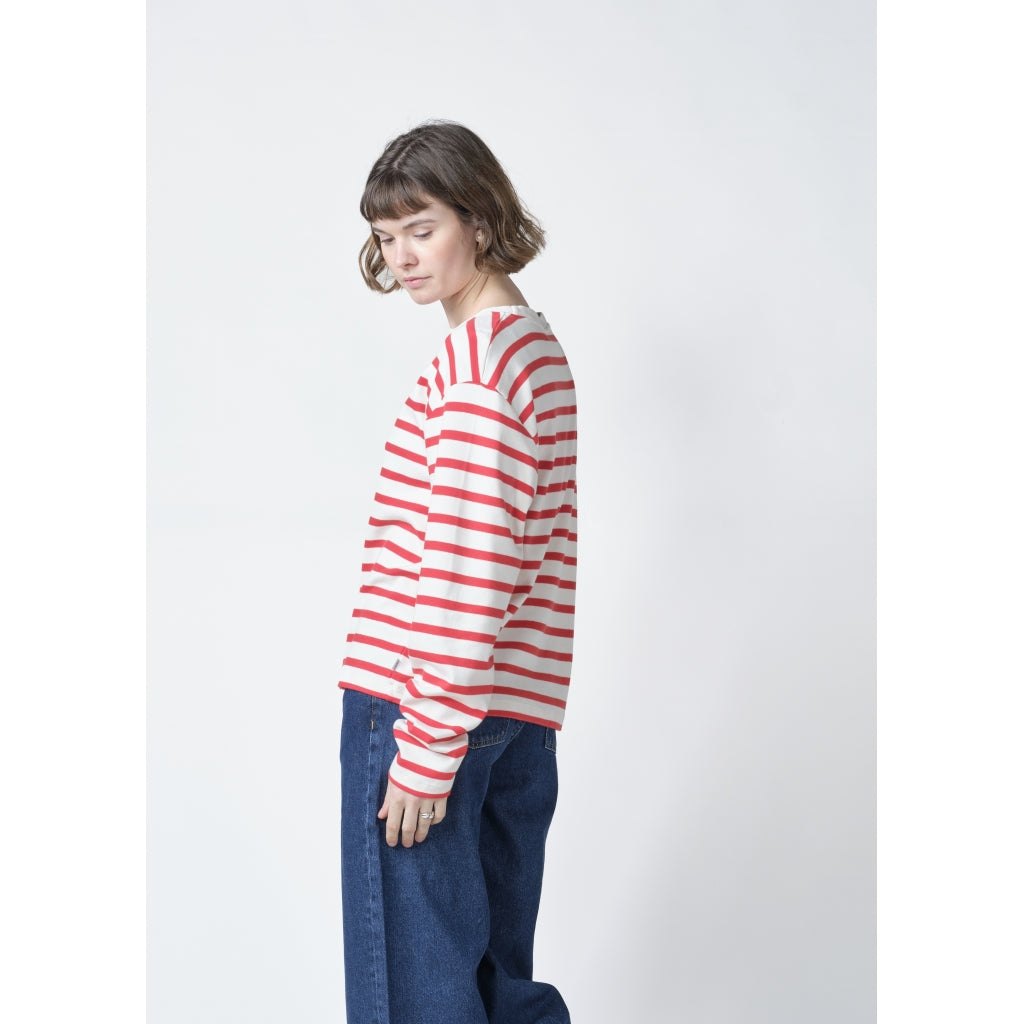 Klitmøller Collective ApS Kelly LS tee OCS T-Shirts Cream/red