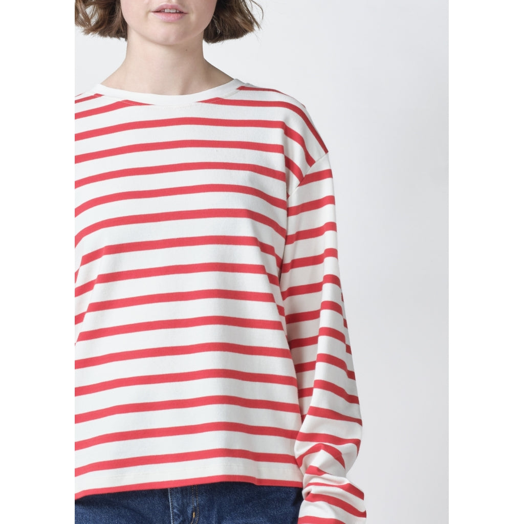 Klitmøller Collective ApS Kelly LS tee OCS T-Shirts Cream/red