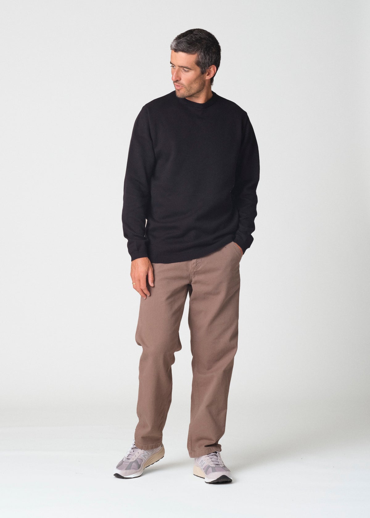 Klitmøller Collective ApS Mens basic cotton knit Knitted sweaters Black
