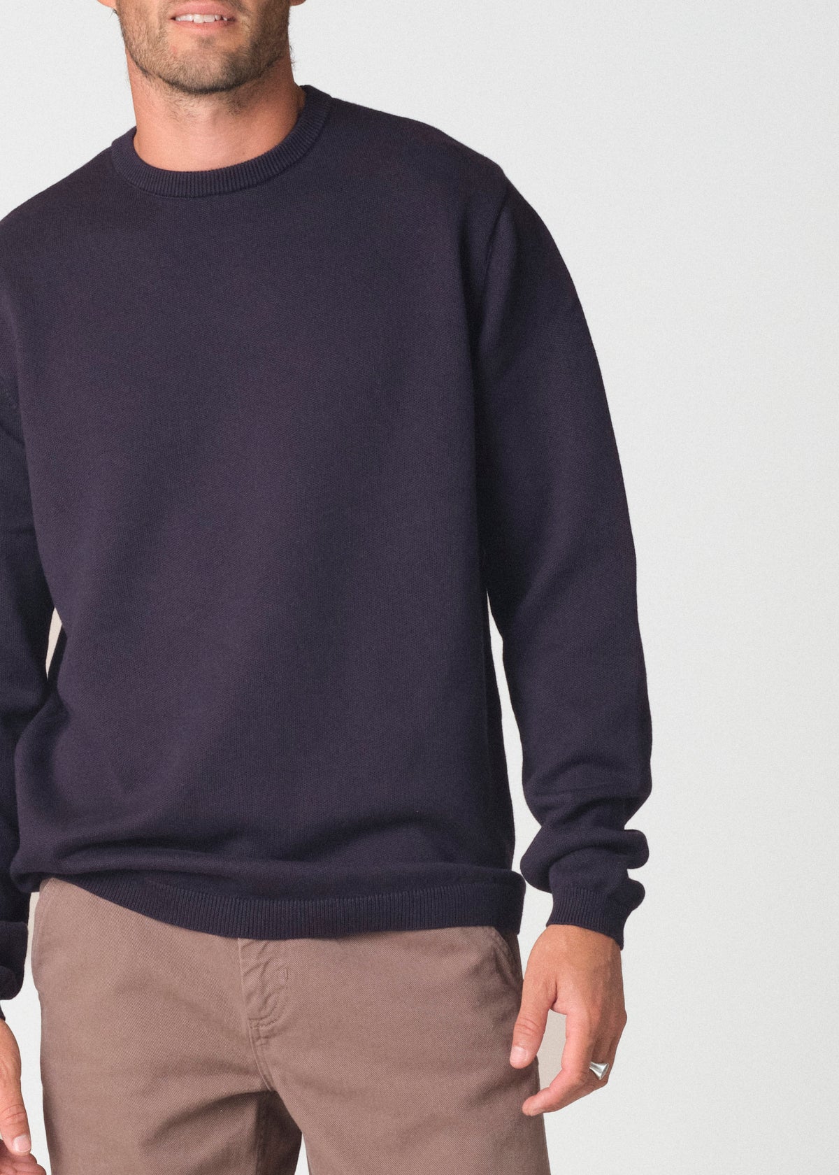 Klitmøller Collective ApS Mens basic cotton knit Knitted sweaters Navy