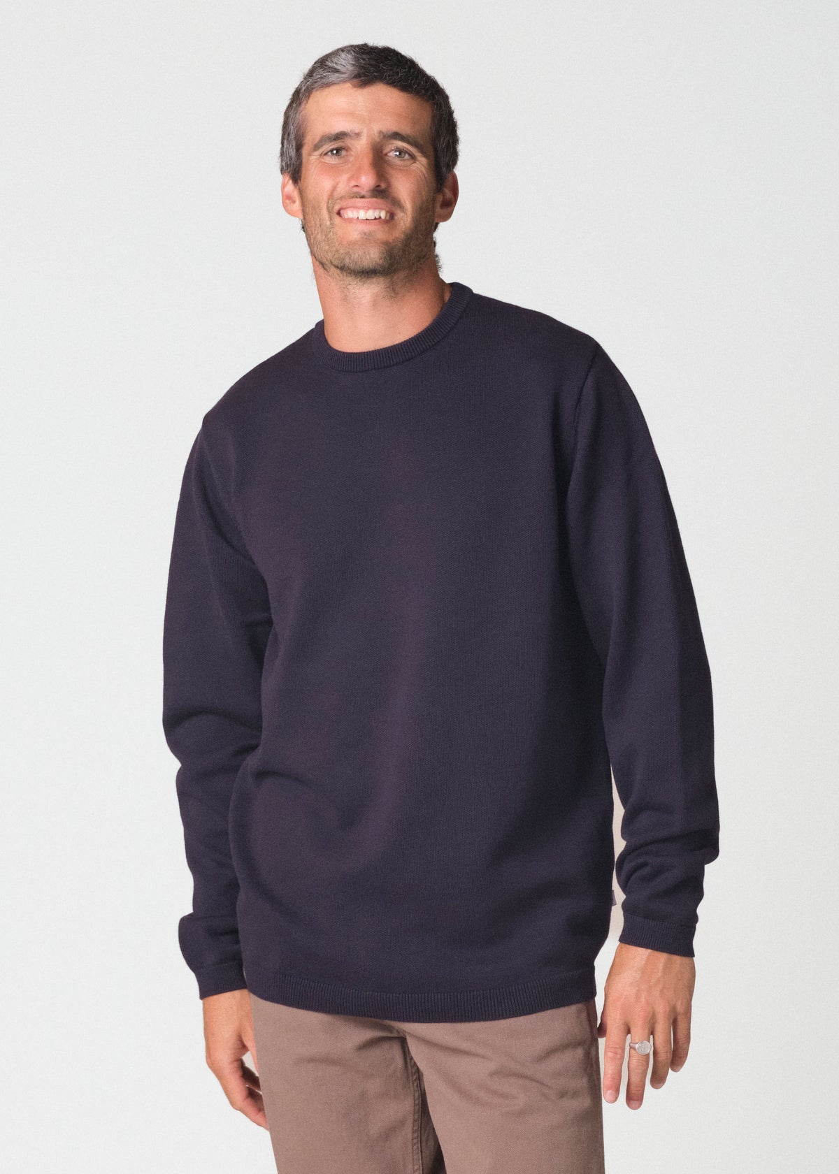 Klitmøller Collective ApS Mens basic cotton knit Knitted sweaters Navy