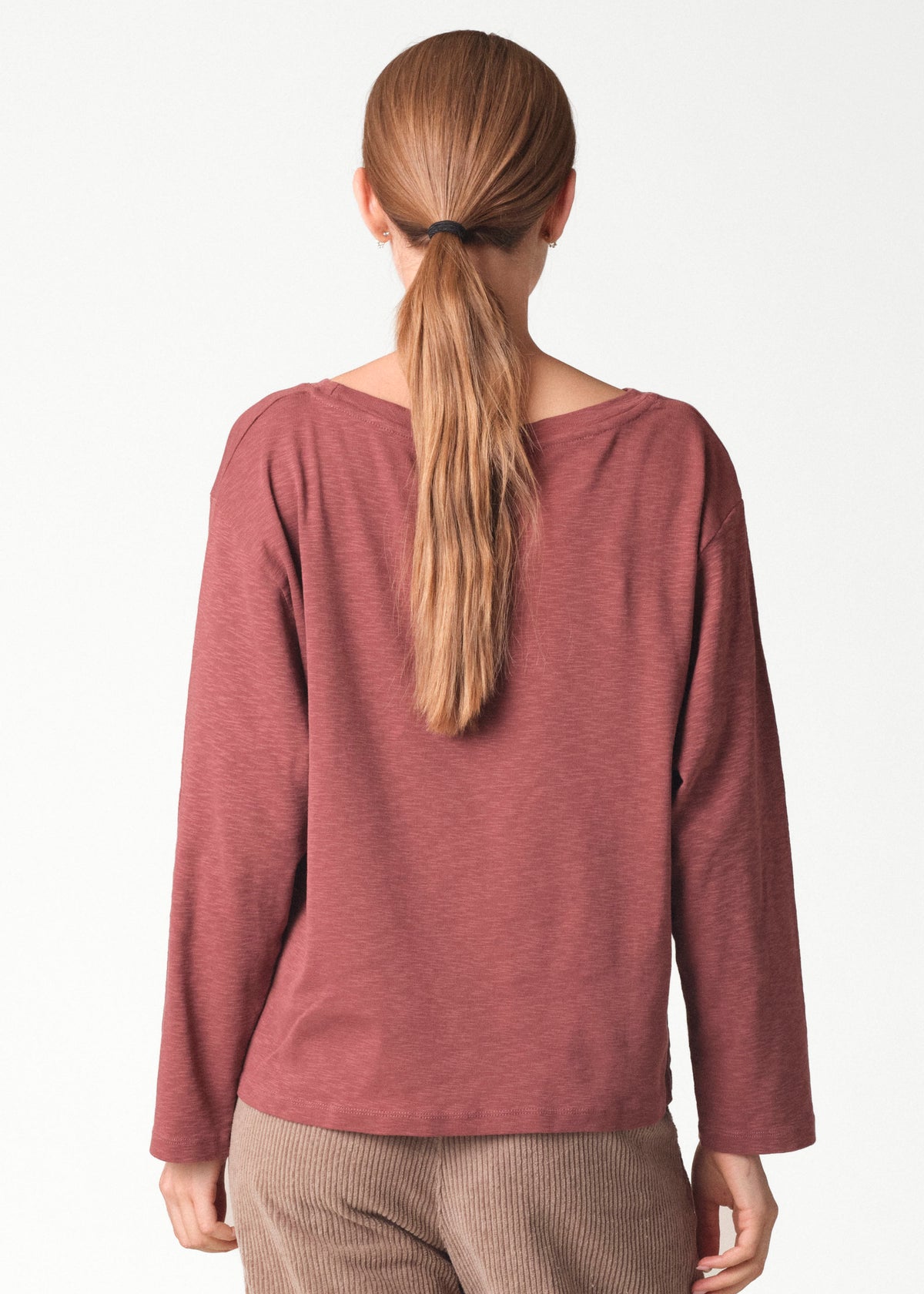 Klitmøller Collective ApS Mila wide neck L/S tee OCS T-Shirts Burgundy