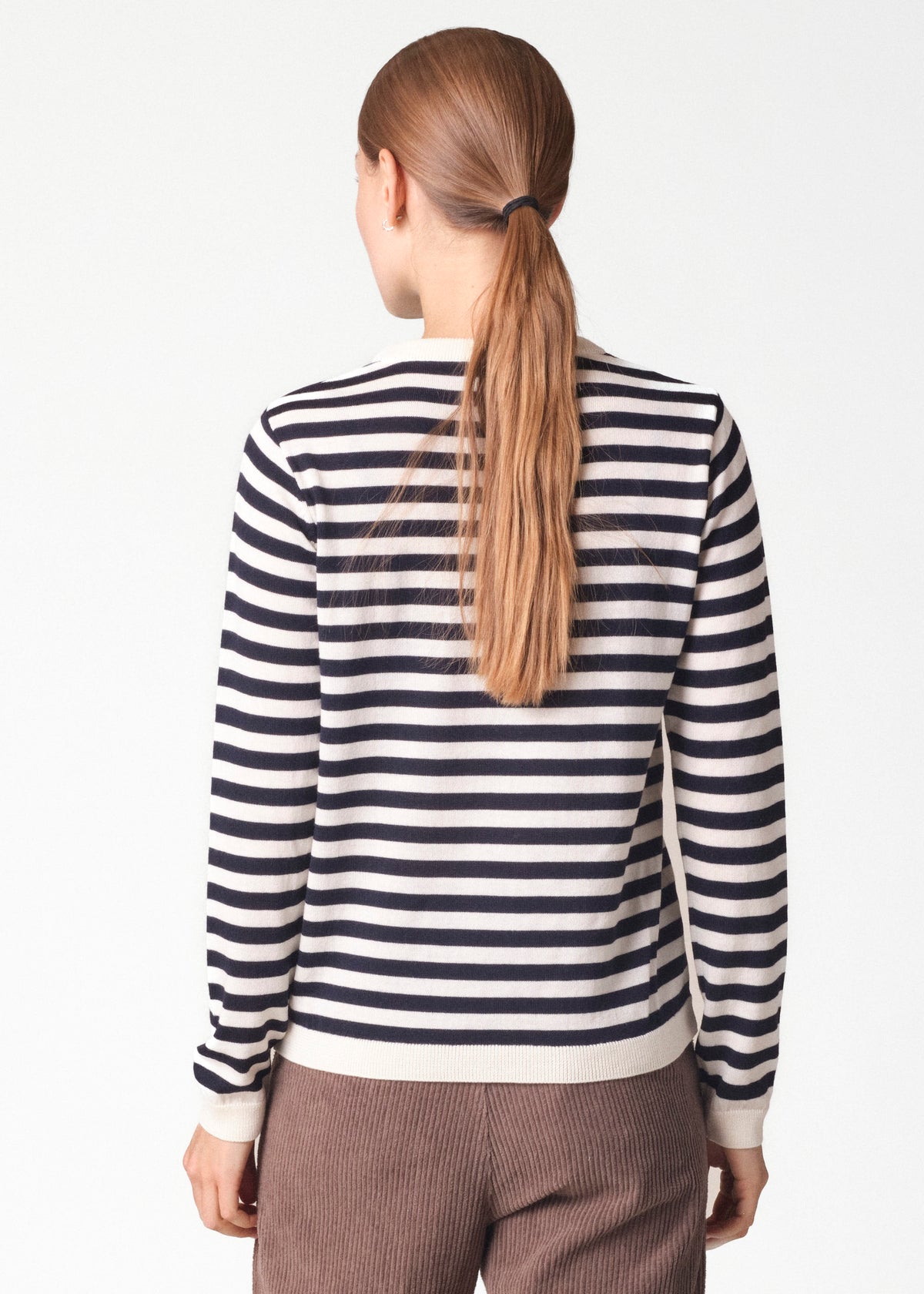 Klitmøller Collective ApS Womens basic stripe merino knit Knitted sweaters Cream/navy