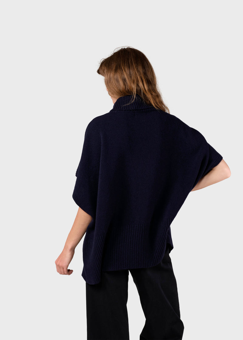 Klitmøller Collective ApS Alba knit poncho Knitted sweaters Navy