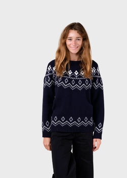 Klitmøller Collective ApS Alina knit Knitted sweaters Navy/lightgrey/cream