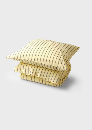 Klitmøller Collective Home Bed set - Striped - 140 x 200 + 60 x 70 Textiles Lemon sorbet/navy