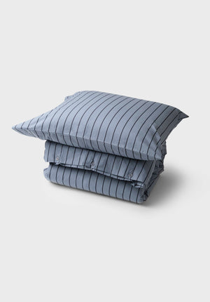 Klitmøller Collective Home Bed set - Striped - 140 x 200 + 60 x 70 Textiles Light blue/navy