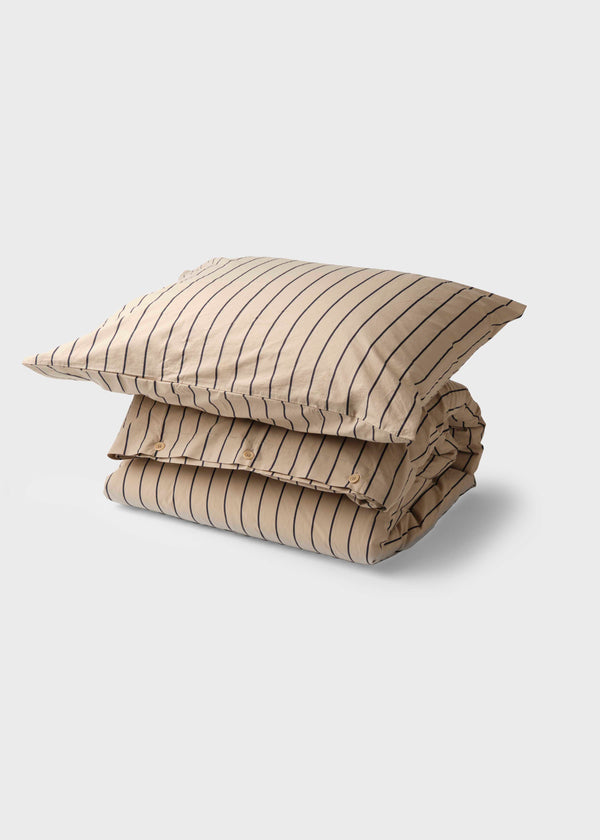 Klitmøller Collective Home Bed set - Striped - 140 x 200 + 60 x 70 Textiles Sand/navy