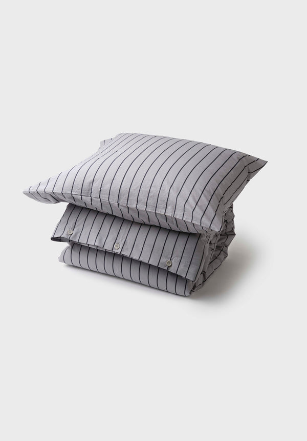 Klitmøller Collective Home Bed set - Striped - 140 x 200 + 80 x 80 Textiles Pastel grey/navy