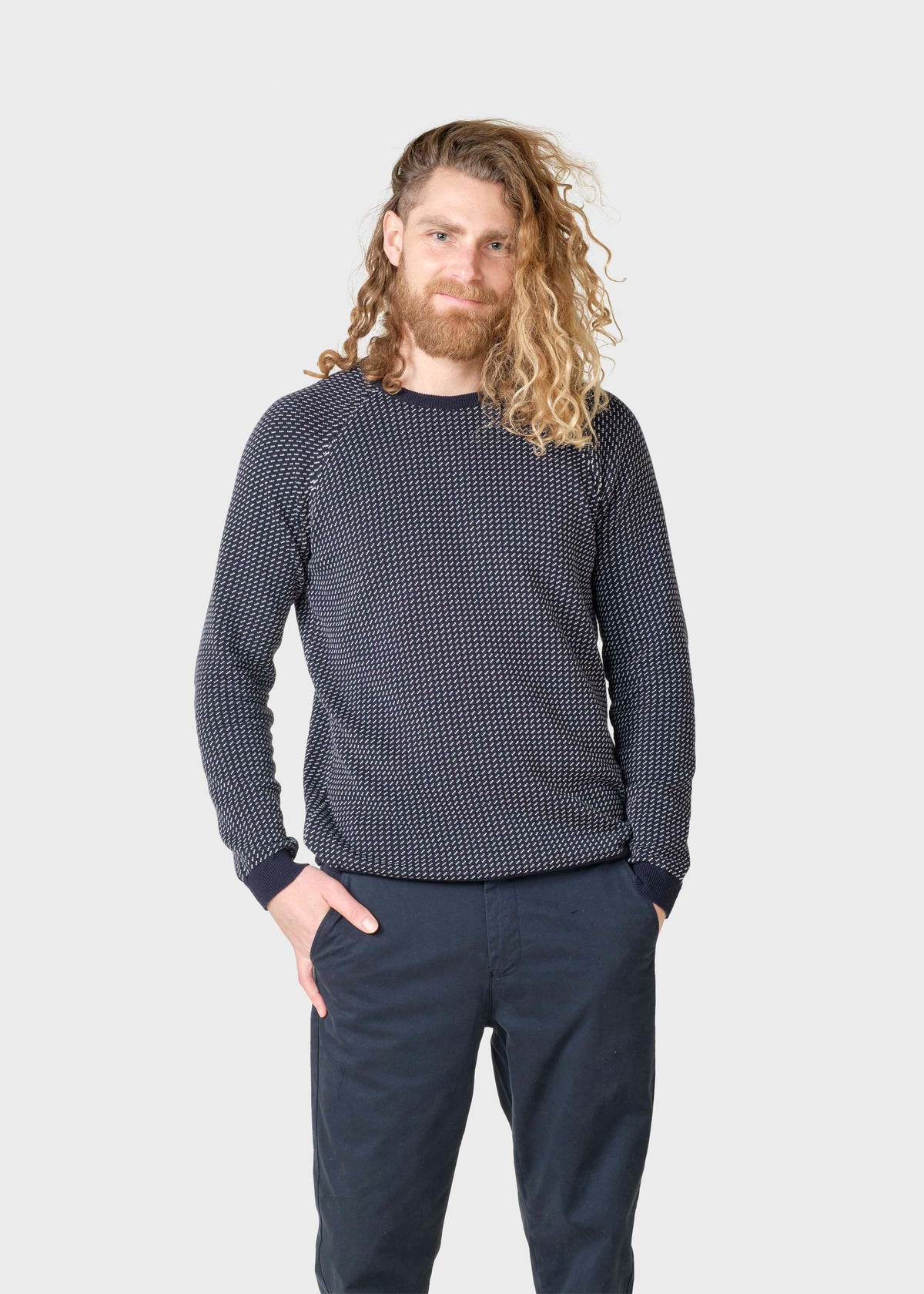 Klitmøller Collective ApS Crosby pattern knit Knitted sweaters Navy/cream
