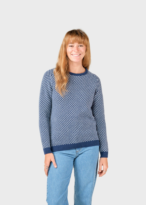 Klitmøller Collective ApS Elaine knit Knitted sweaters Deep blue/cream