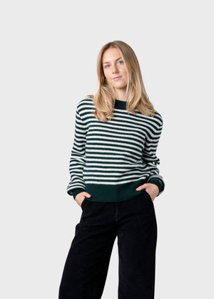 Klitmøller Collective ApS Gunilla knit Knitted sweaters Moss green/cream