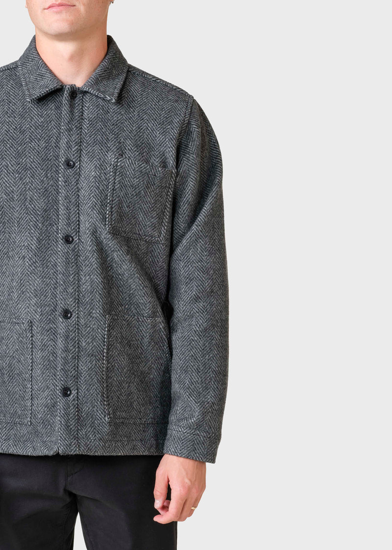 Klitmøller Collective ApS Hans herringbone overshirt  Jackets Anthracite/black