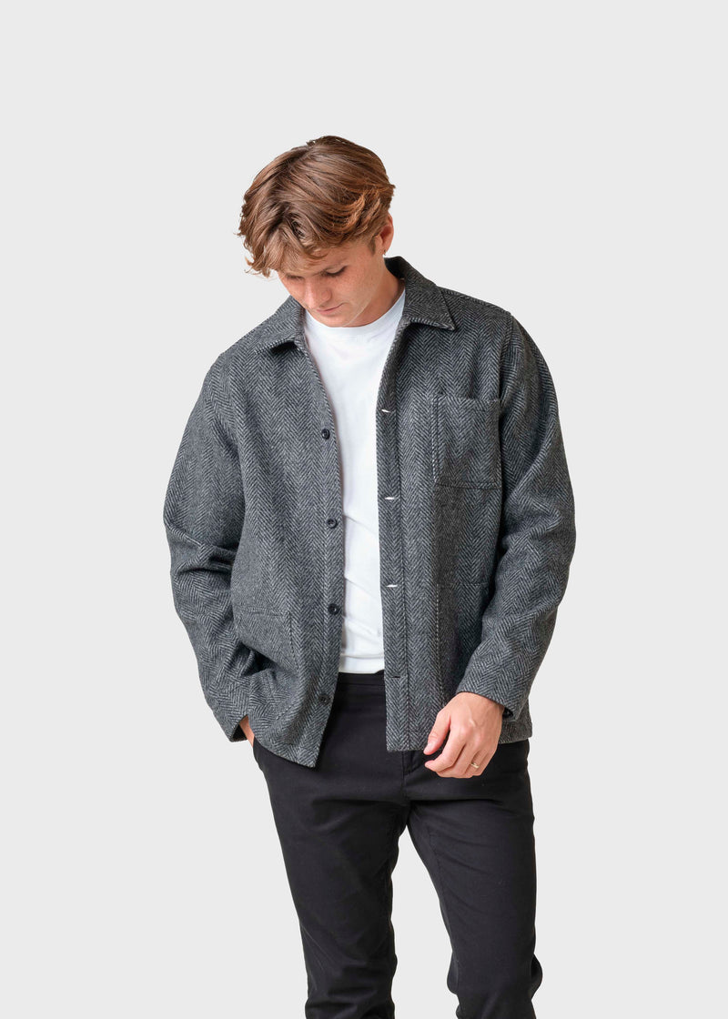 Klitmøller Collective ApS Hans herringbone overshirt  Jackets Anthracite/black