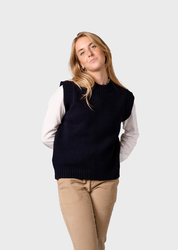 Klitmøller Collective ApS Leah knit vest Knitted sweaters Navy
