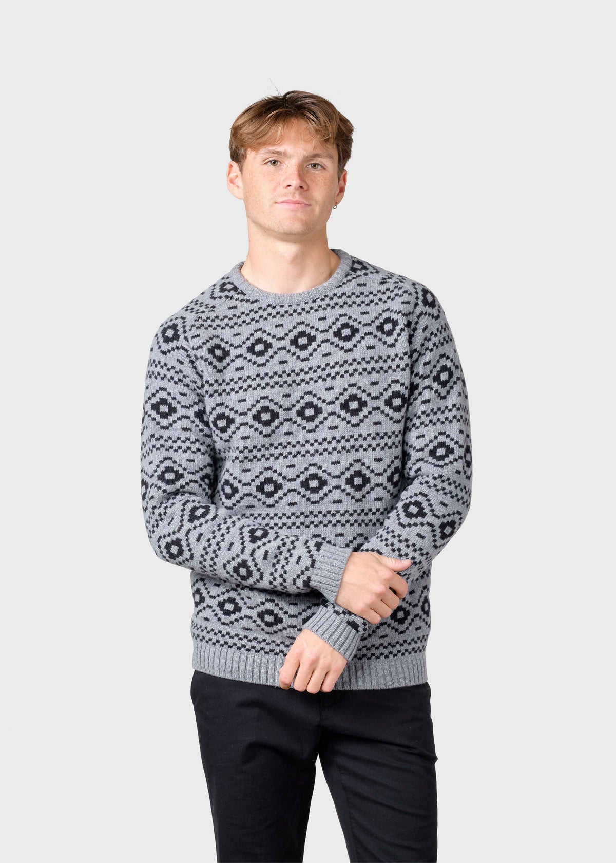 Klitmøller Collective ApS Marlon knit Knitted sweaters Light grey/black