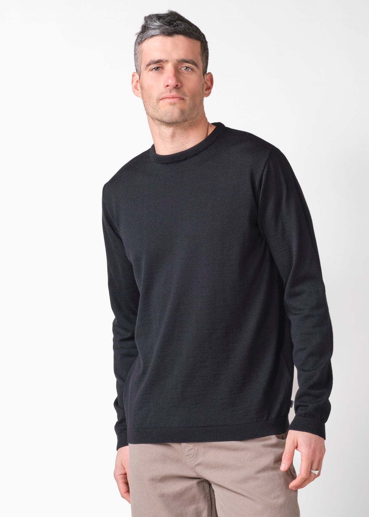 Klitmøller Collective ApS Mens basic merino knit Knitted sweaters Black