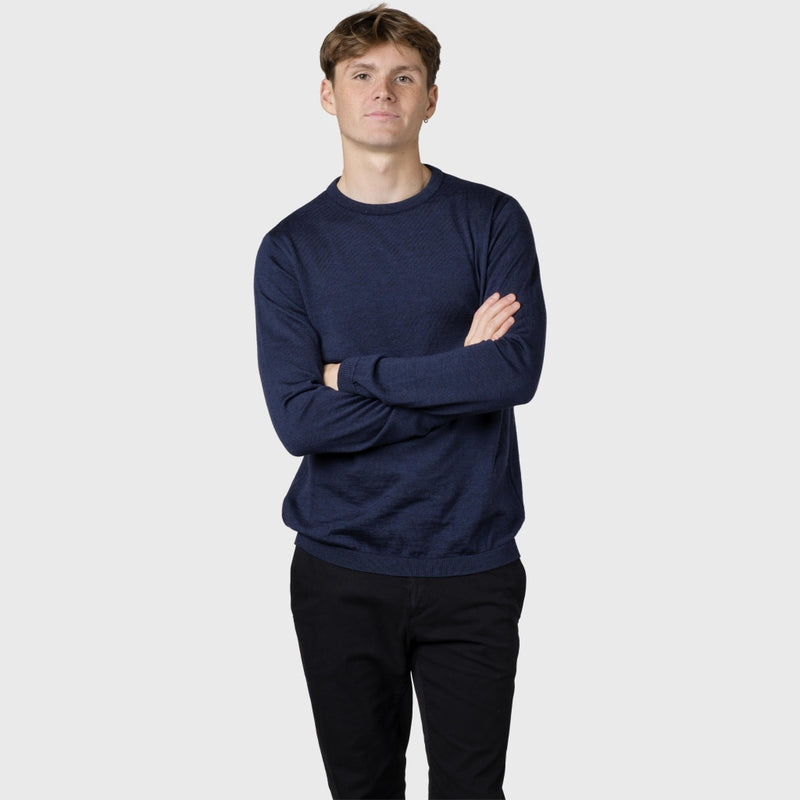 Klitmøller Collective ApS Mens basic merino knit Knitted sweaters Deep blue