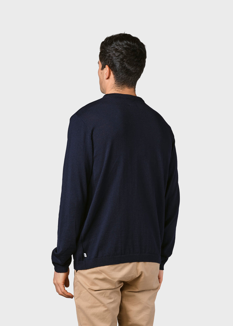 Klitmøller Collective ApS Mens basic merino knit Knitted sweaters Navy