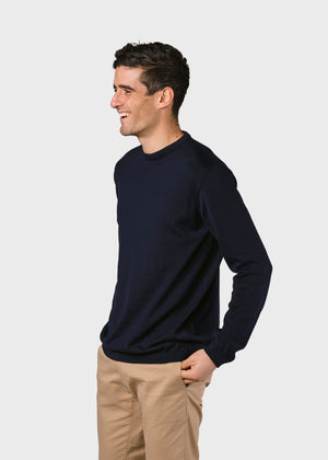 Klitmøller Collective ApS Mens basic merino knit Knitted sweaters Navy