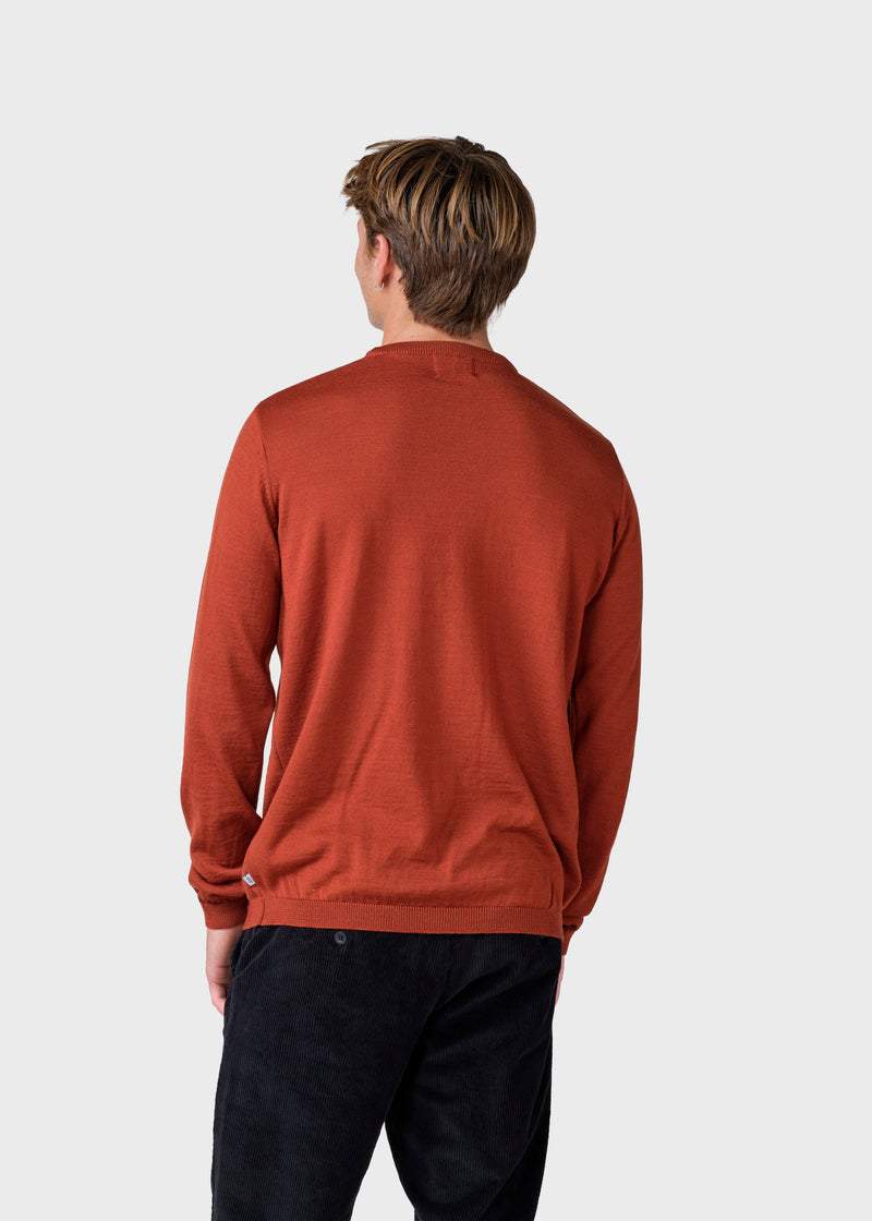 Klitmøller Collective ApS Mens basic merino knit Knitted sweaters Rust