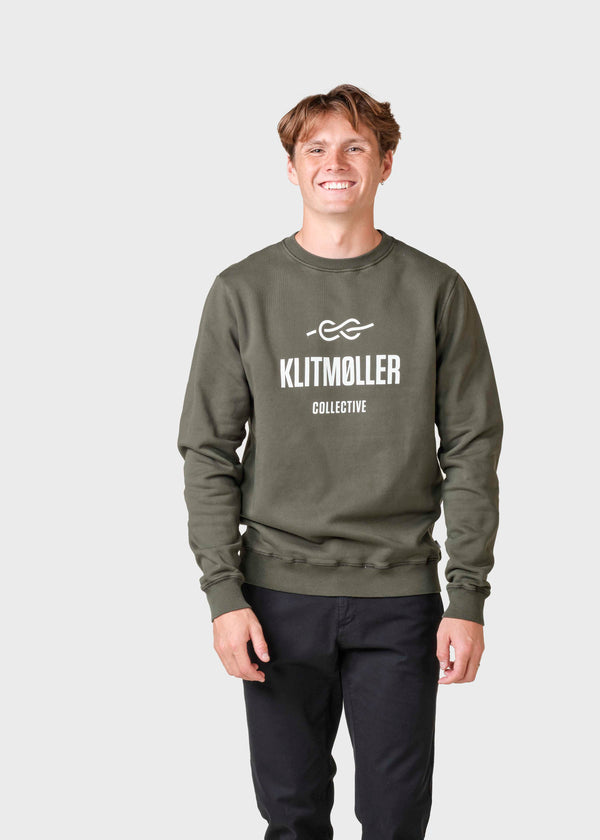 Klitmøller Collective ApS  Mens logo crew Sweatshirts Olive