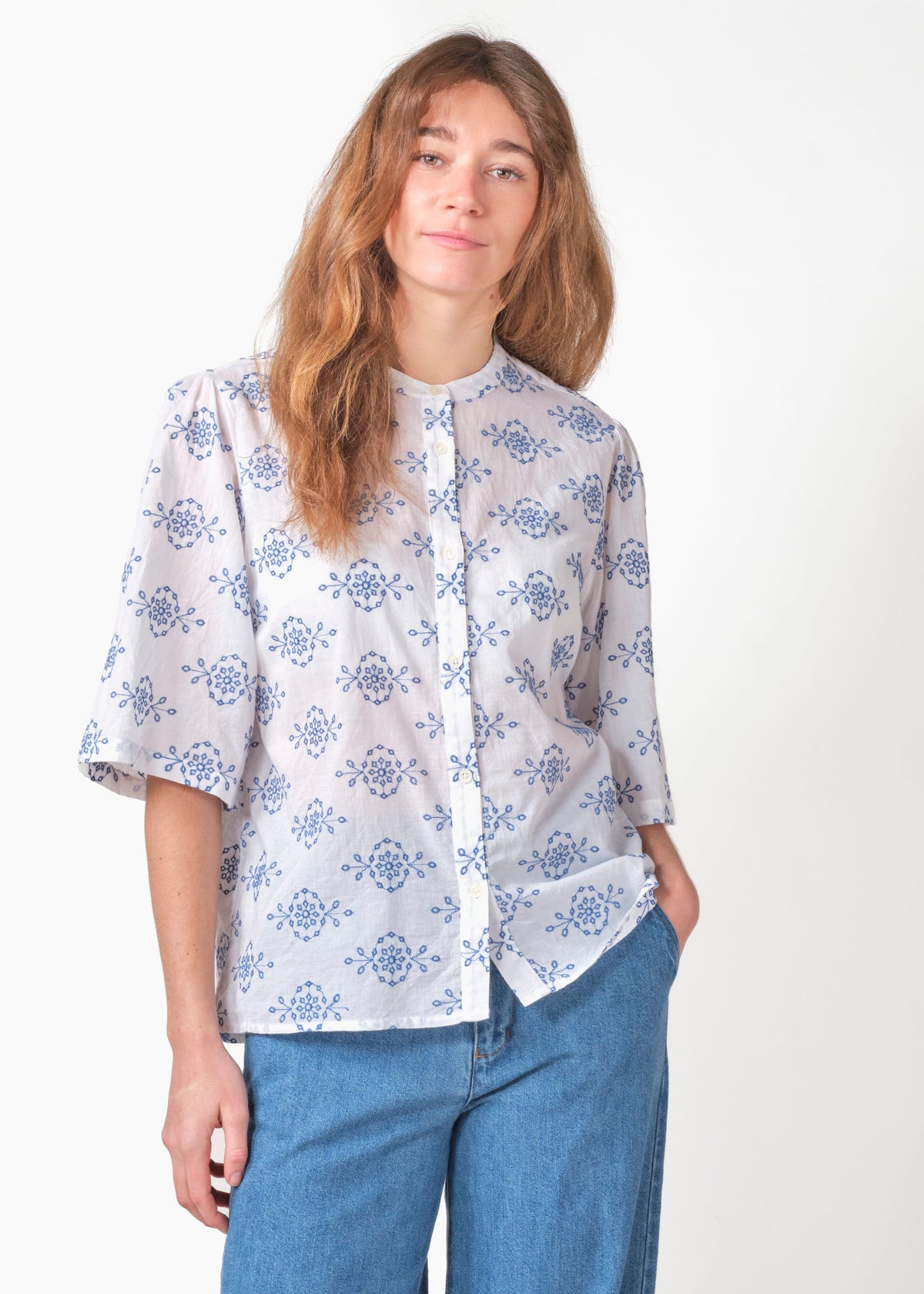 Klitmøller Collective ApS Mimi SS shirt GOTS Shirts White/surf blue