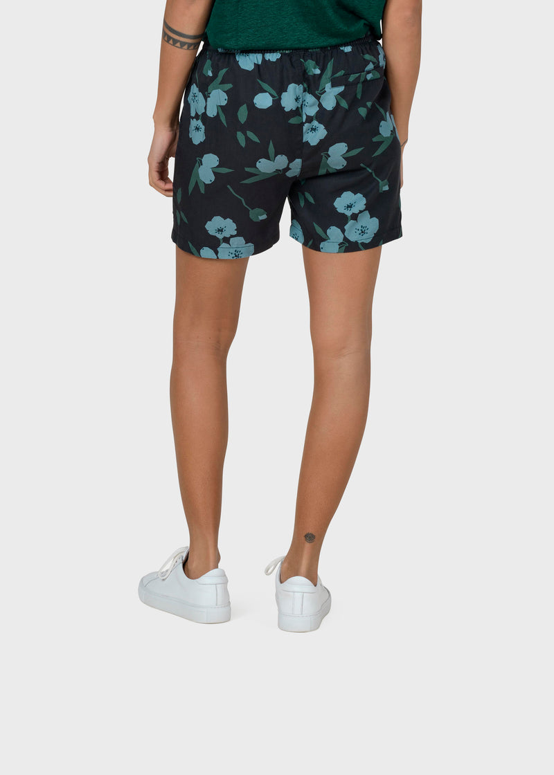 Klitmøller Collective ApS Miriam shorts Walkshorts Black bottom/moss green/sky blue flowers