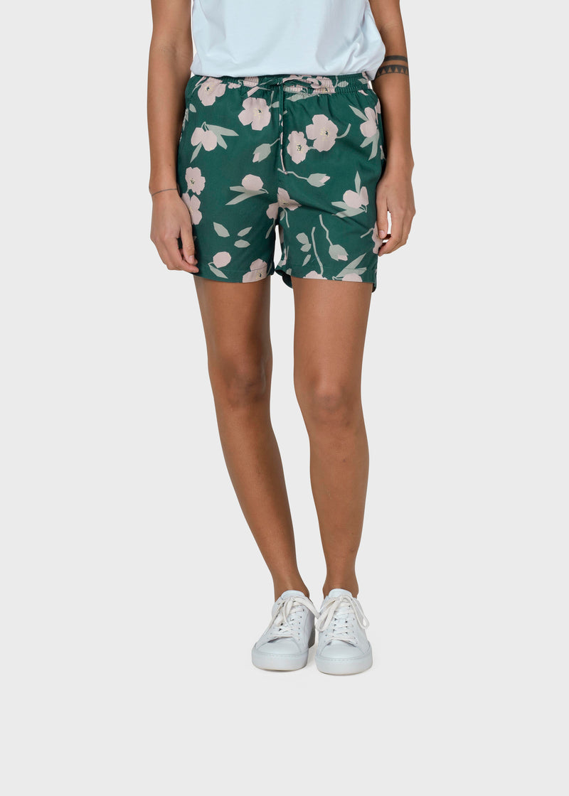 Klitmøller Collective ApS Miriam shorts Walkshorts Moss green bottom/sage/rose flowers