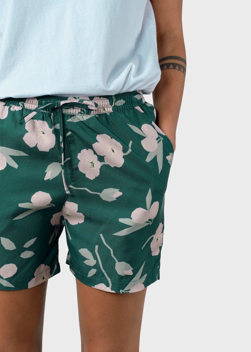 Klitmøller Collective ApS Miriam shorts Walkshorts Moss green bottom/sage/rose flowers