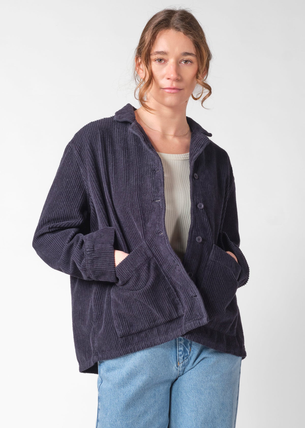 Klitmøller Collective ApS Nille cord overshirt GOTS Jackets Navy