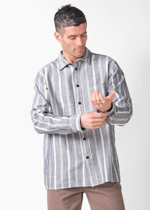 Klitmøller Collective ApS Per L/S shirt Shirts Navy/white