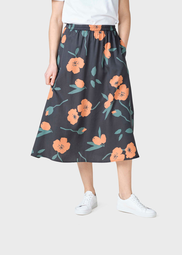 Klitmøller Collective ApS Ramona print skirt  Skirts Black/mandarin flowers