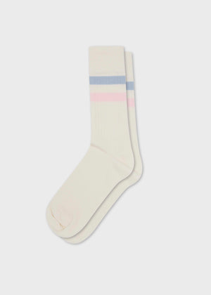 Klitmøller Collective ApS Retro cotton sock Socks Cream/light blue/rose