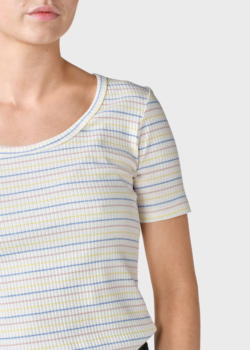 Klitmøller Collective ApS Rib tee stripes T-Shirts Cream/light blue/rose/lemon sorbet