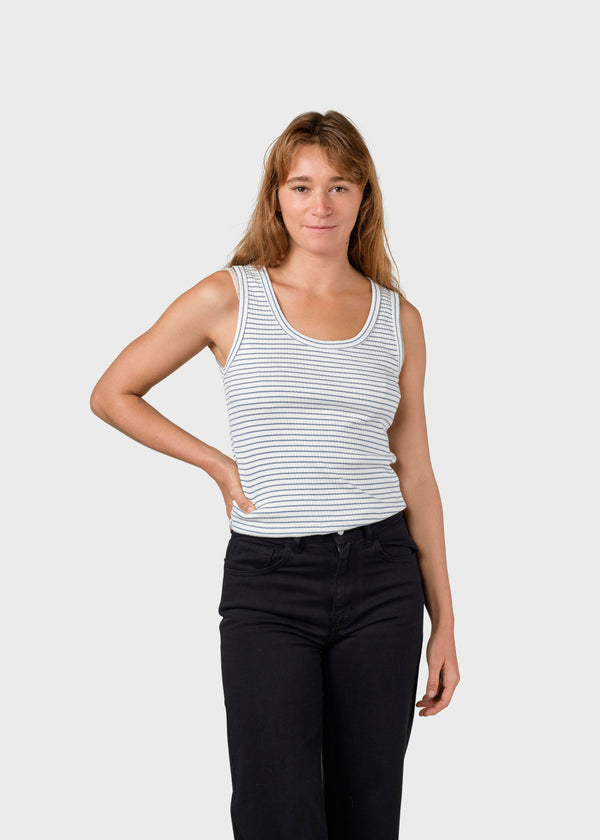Klitmøller Collective ApS Rib top stripes T-Shirts Cream/sky blue