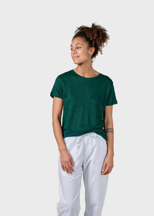 Klitmøller Collective ApS Rikke linen tee T-Shirts Moss Green