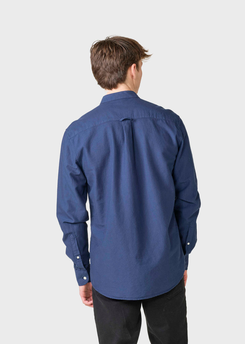 Klitmøller Collective ApS Simon striped shirt Shirts Ocean/navy/ocean overdye