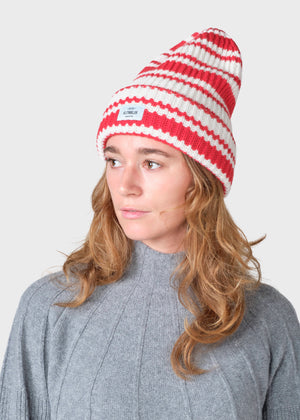Klitmøller Collective ApS Stripe wool beanie  Beanies Cream/red