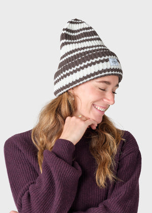Klitmøller Collective ApS Stripe wool beanie  Beanies Taupe/cream