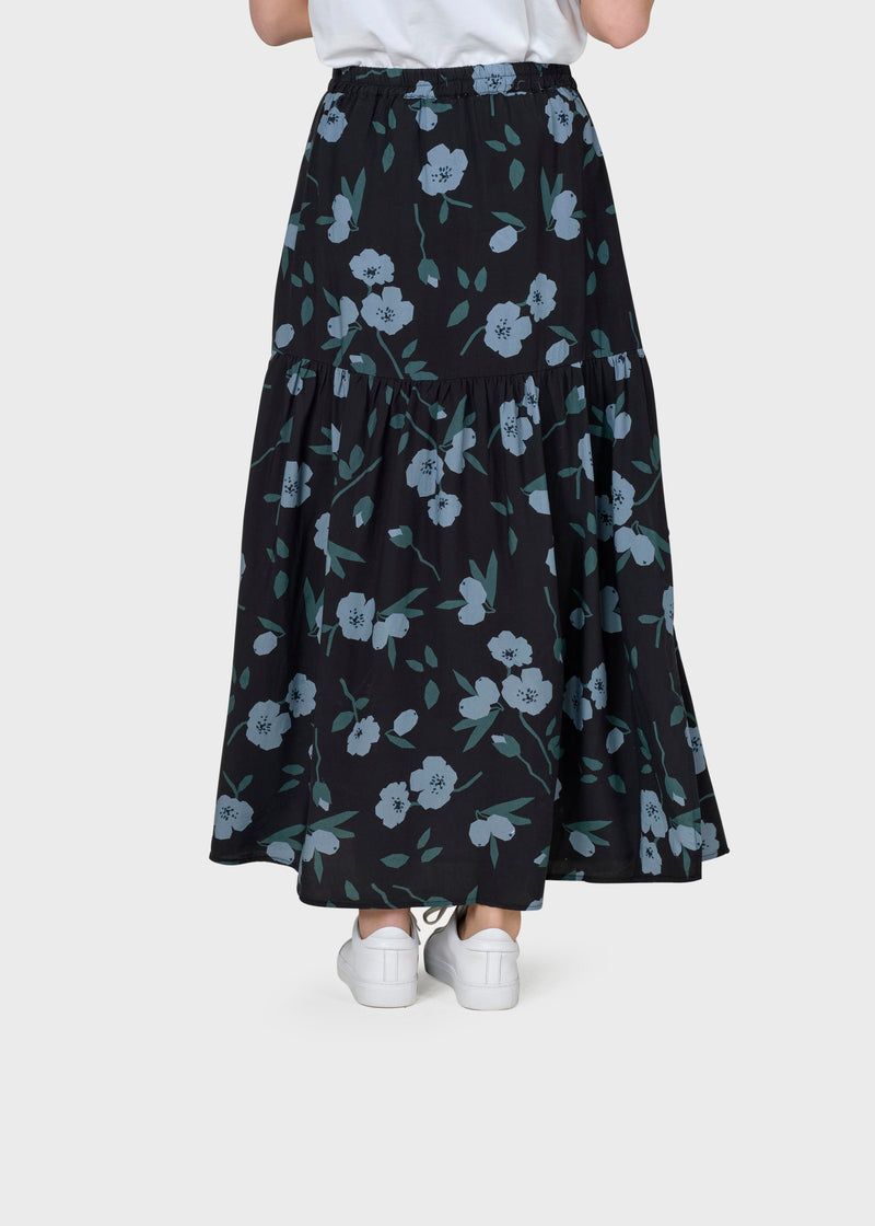 Klitmøller Collective ApS Sue print skirt Skirts Black bottom/moss green/sky blue flowers