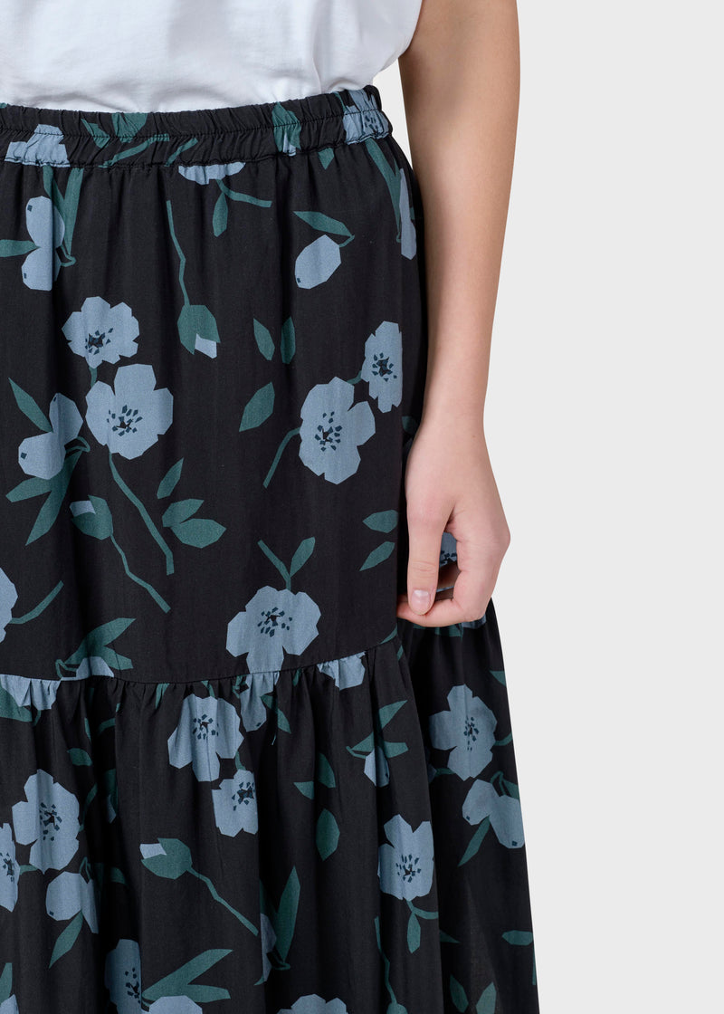 Klitmøller Collective ApS Sue print skirt Skirts Black bottom/moss green/sky blue flowers