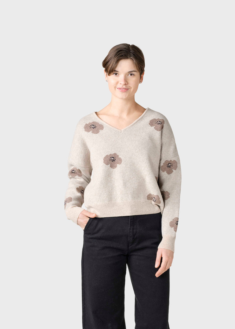 Klitmøller Collective ApS Vanessa floral knit  Knitted sweaters Pastel sand/sand