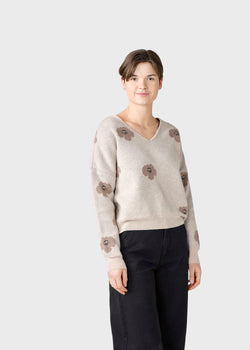 Klitmøller Collective ApS Vanessa floral knit  Knitted sweaters Pastel sand/sand